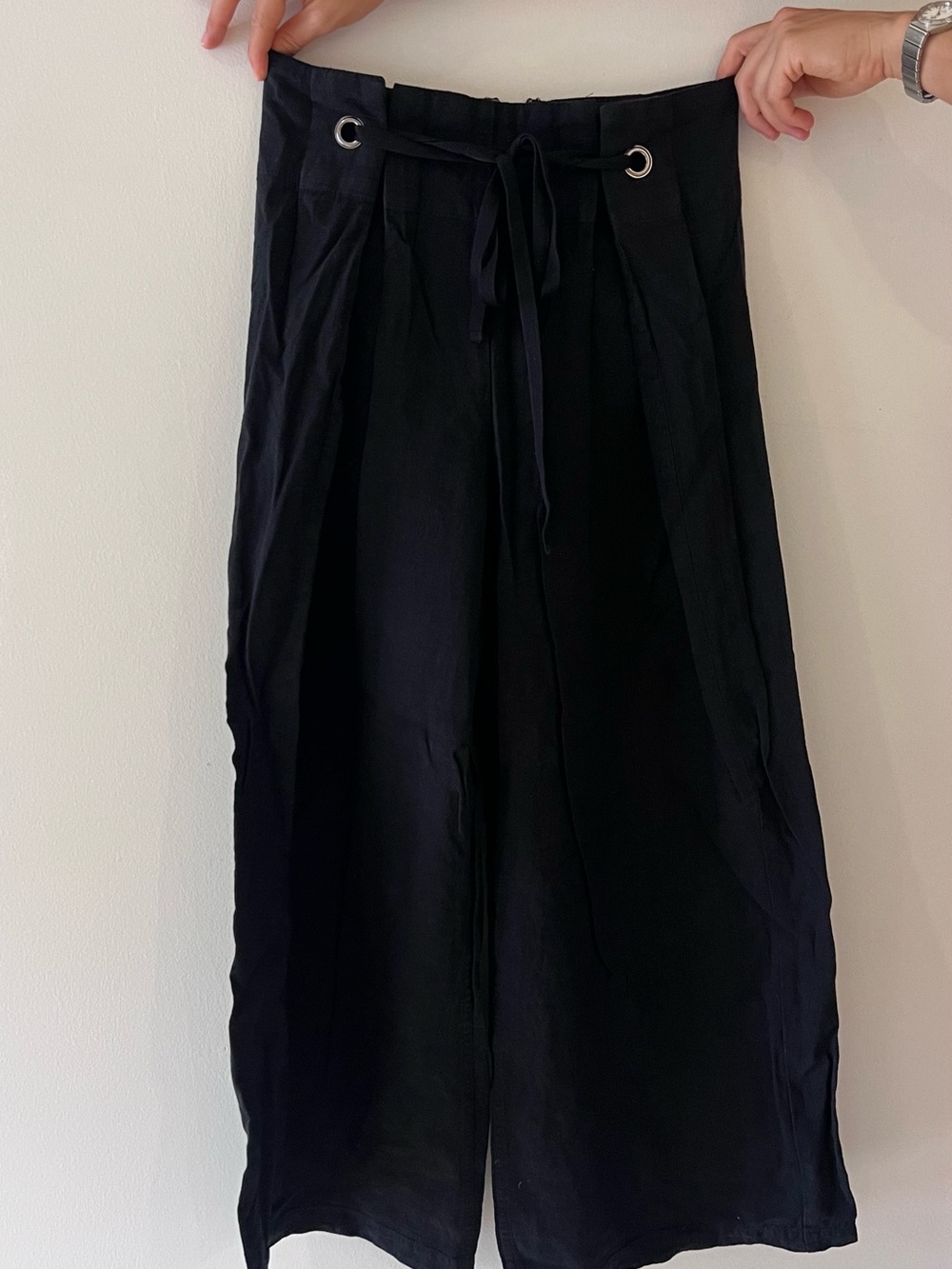 BCBGMaxAzria Black High-Waist Wide Leg Pants